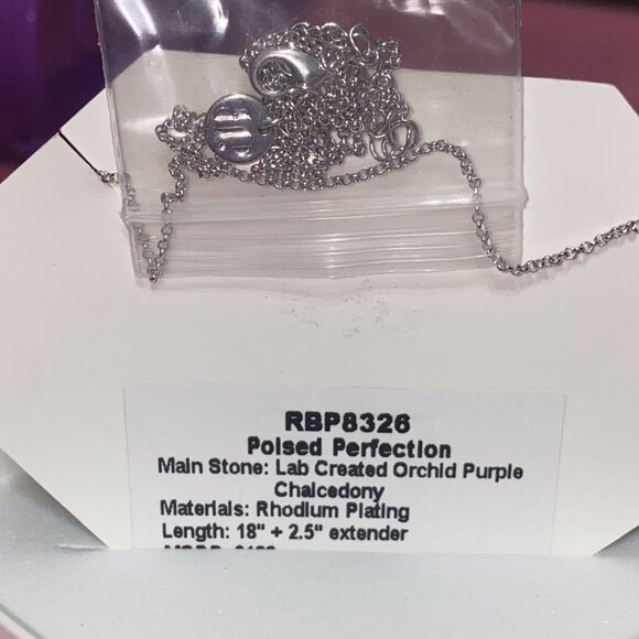 Bomb party Poised Perfect Necklace Orchid Purple Chalcedony 18" w/ 2.5" extender - Picture 2 of 2